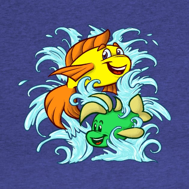 Freddi Fish & Luther (Japanese Koi Tattoo) by Rivkah